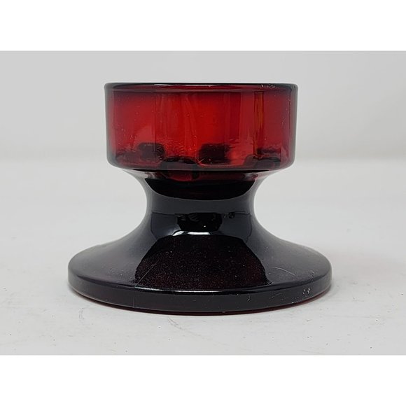 Vintage Ruby Red Arc‎ France Low Candlestick Holder Made In France - Picture 3 of 9